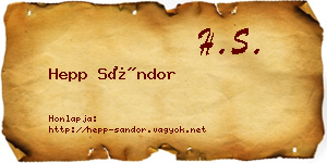 Hepp Sándor névjegykártya